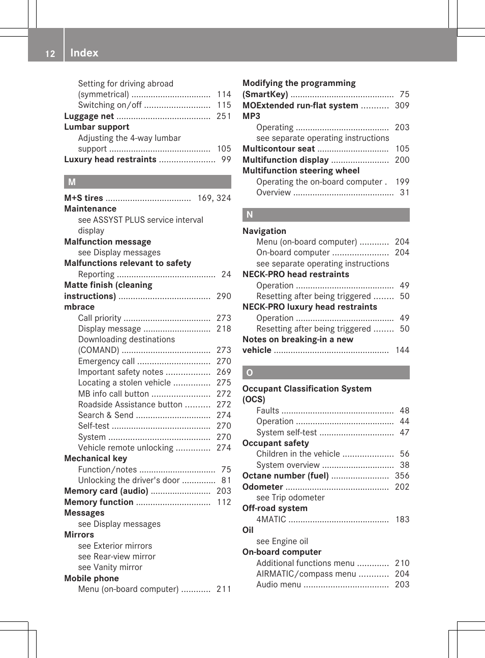 Index | Mercedes-Benz R-Class 2012 Owners Manual User Manual | Page 14 / 368
