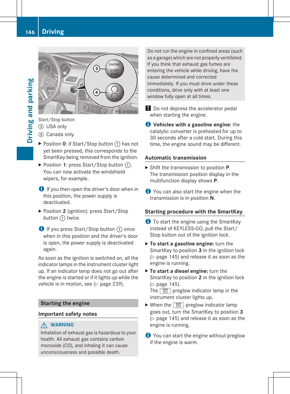 Starting the engine, Driving and parking, Driving | Mercedes-Benz R-Class 2012 Owners Manual User Manual | Page 148 / 368
