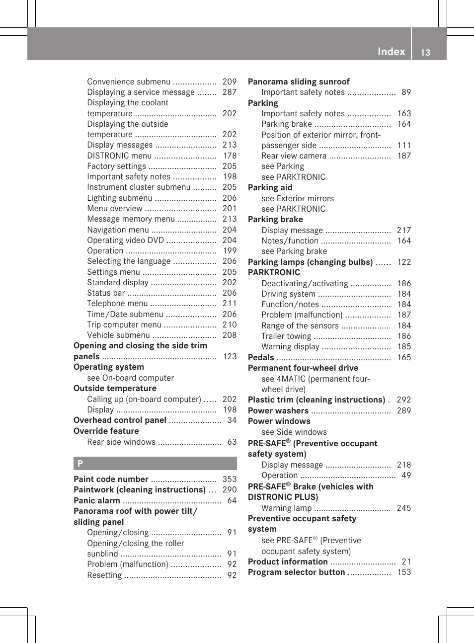 Index | Mercedes-Benz R-Class 2012 Owners Manual User Manual | Page 15 / 368