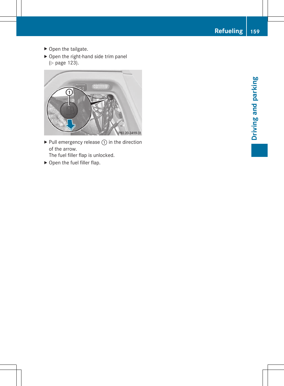 Driving and parking, Refueling | Mercedes-Benz R-Class 2012 Owners Manual User Manual | Page 161 / 368