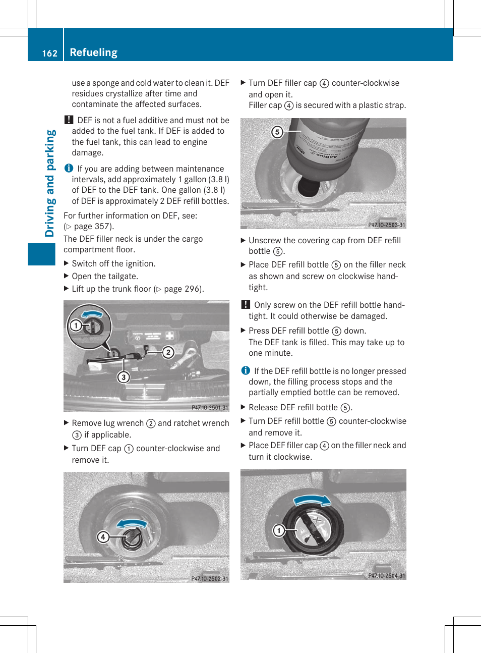 Driving and parking, Refueling | Mercedes-Benz R-Class 2012 Owners Manual User Manual | Page 164 / 368