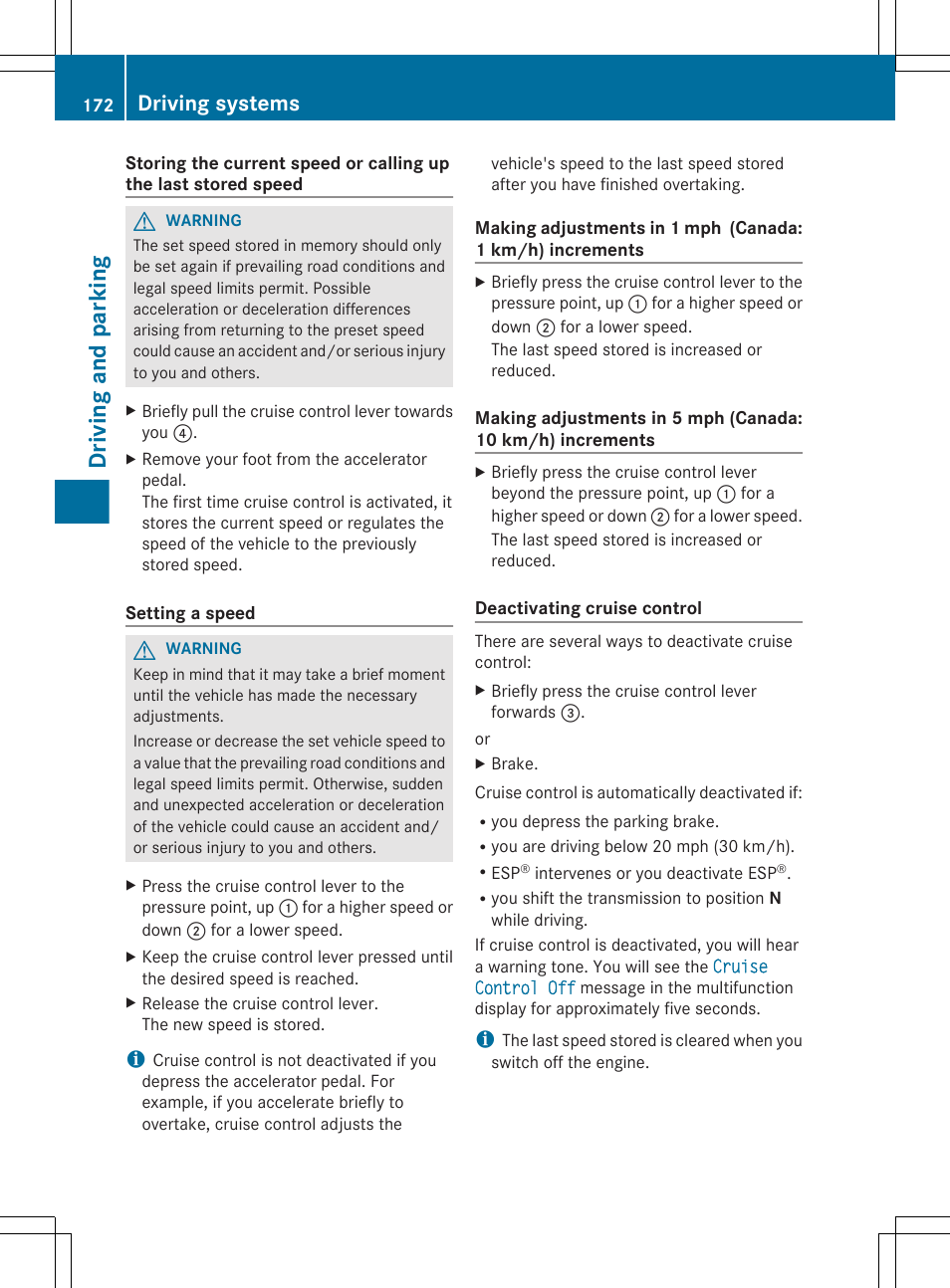 Driving and parking, Driving systems | Mercedes-Benz R-Class 2012 Owners Manual User Manual | Page 174 / 368