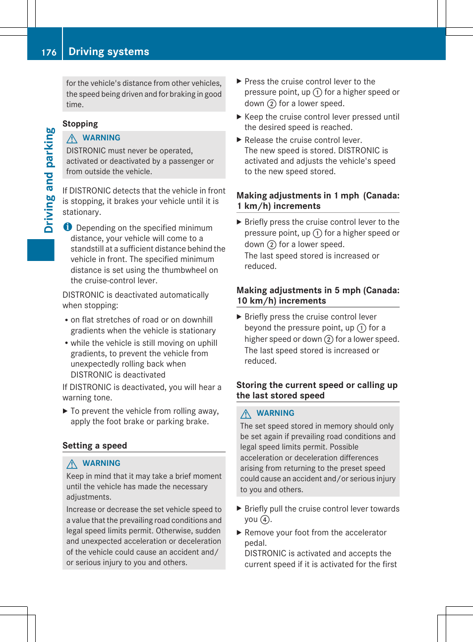 Driving and parking, Driving systems | Mercedes-Benz R-Class 2012 Owners Manual User Manual | Page 178 / 368