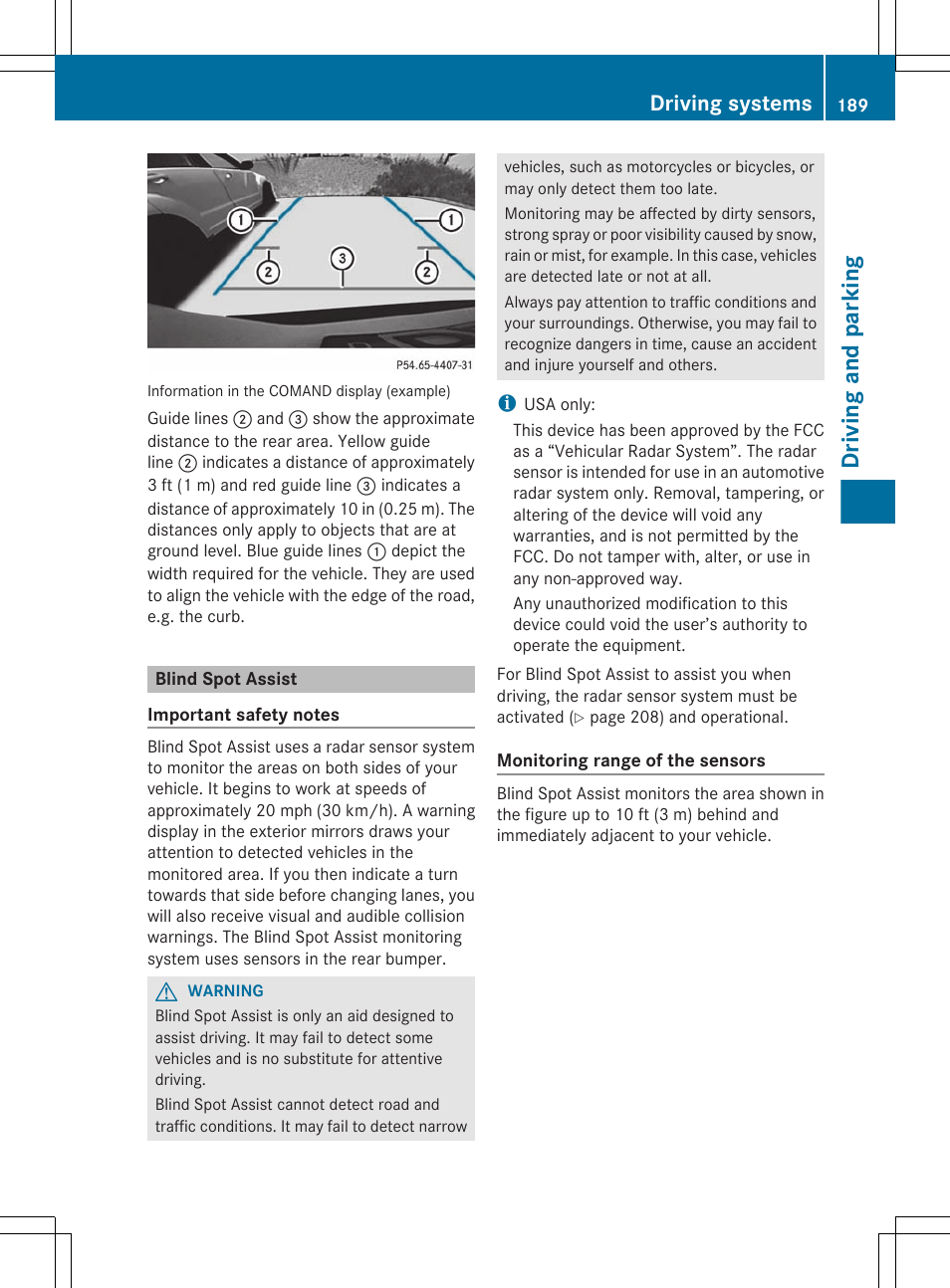 Blind spot assist, Driving and parking, Driving systems | Mercedes-Benz R-Class 2012 Owners Manual User Manual | Page 191 / 368