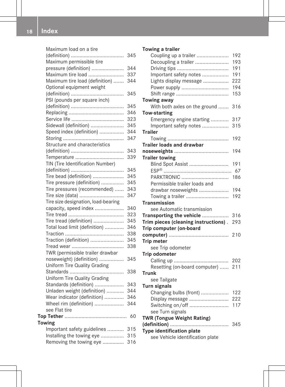 Index | Mercedes-Benz R-Class 2012 Owners Manual User Manual | Page 20 / 368