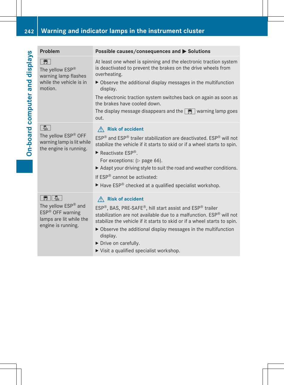 On-board computer and displays | Mercedes-Benz R-Class 2012 Owners Manual User Manual | Page 244 / 368