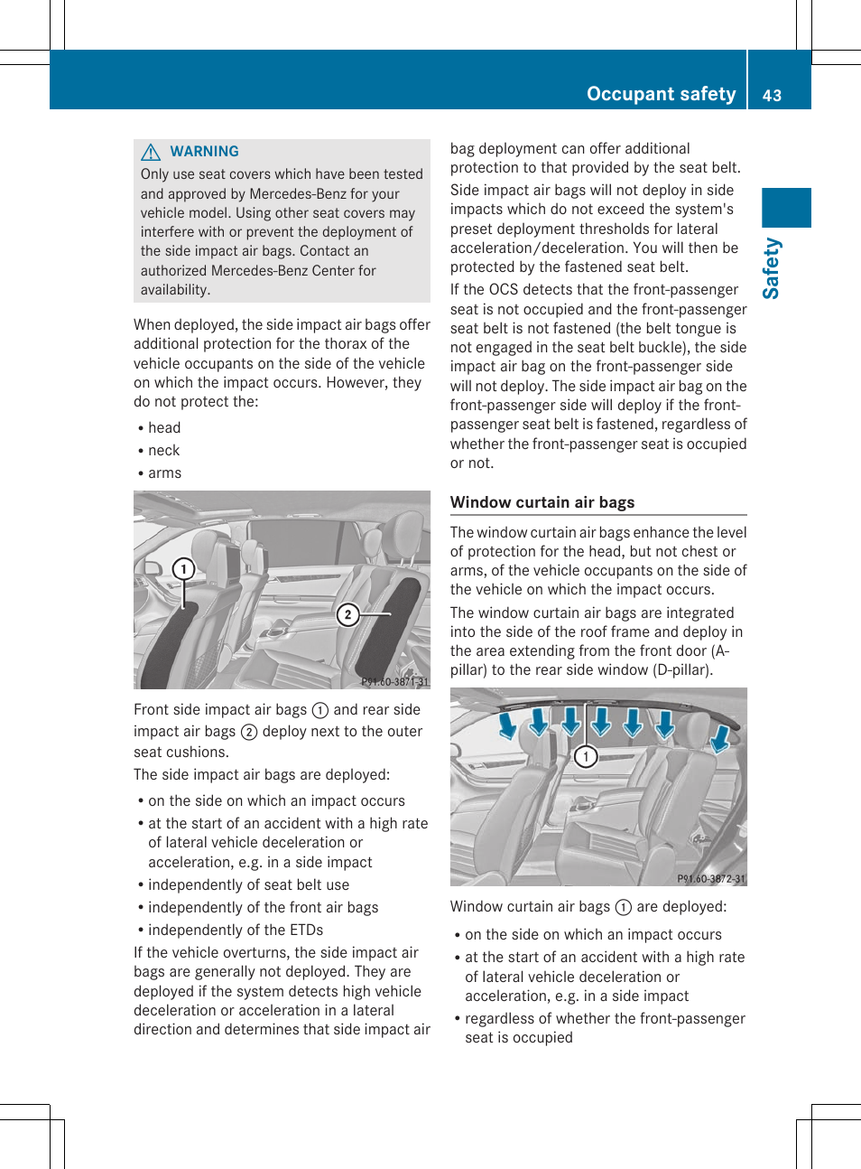 Safety, Occupant safety | Mercedes-Benz R-Class 2012 Owners Manual User Manual | Page 45 / 368