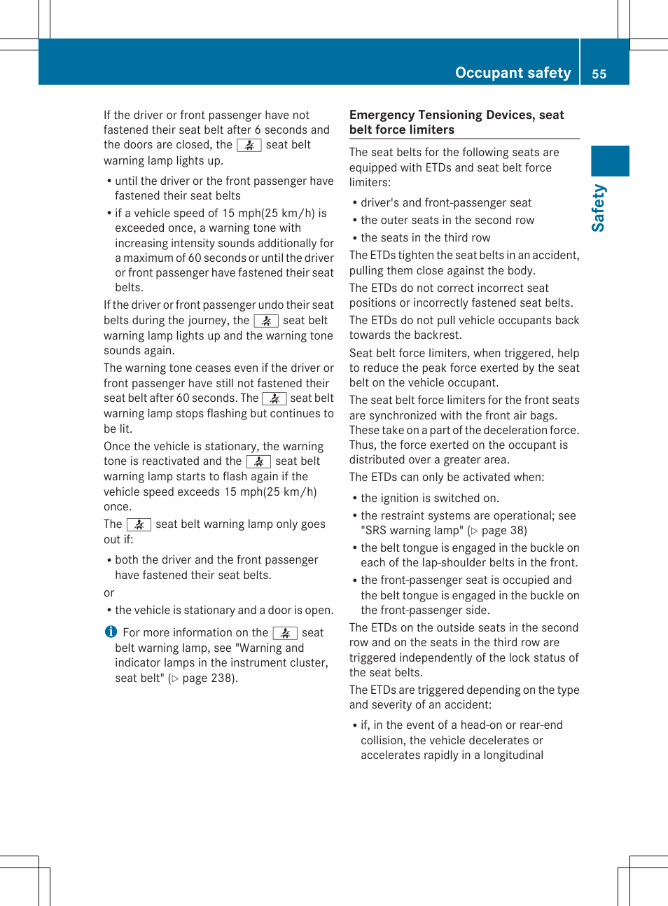 Safety, Occupant safety | Mercedes-Benz R-Class 2012 Owners Manual User Manual | Page 57 / 368