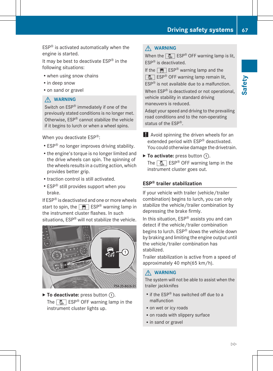 Safety, Driving safety systems | Mercedes-Benz R-Class 2012 Owners Manual User Manual | Page 69 / 368