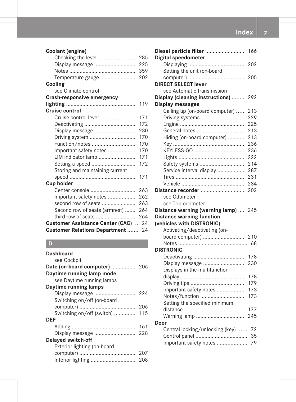 Index | Mercedes-Benz R-Class 2012 Owners Manual User Manual | Page 9 / 368