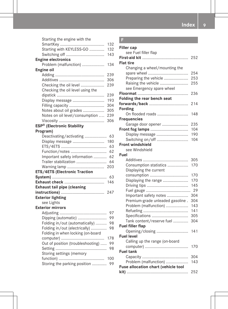 Index | Mercedes-Benz GLK-Class 2012 Owners Manual User Manual | Page 11 / 316