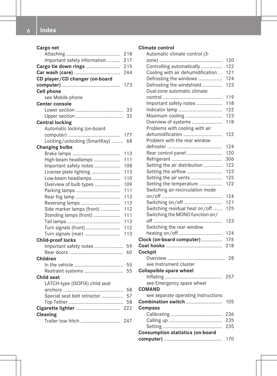 Index | Mercedes-Benz GLK-Class 2012 Owners Manual User Manual | Page 8 / 316