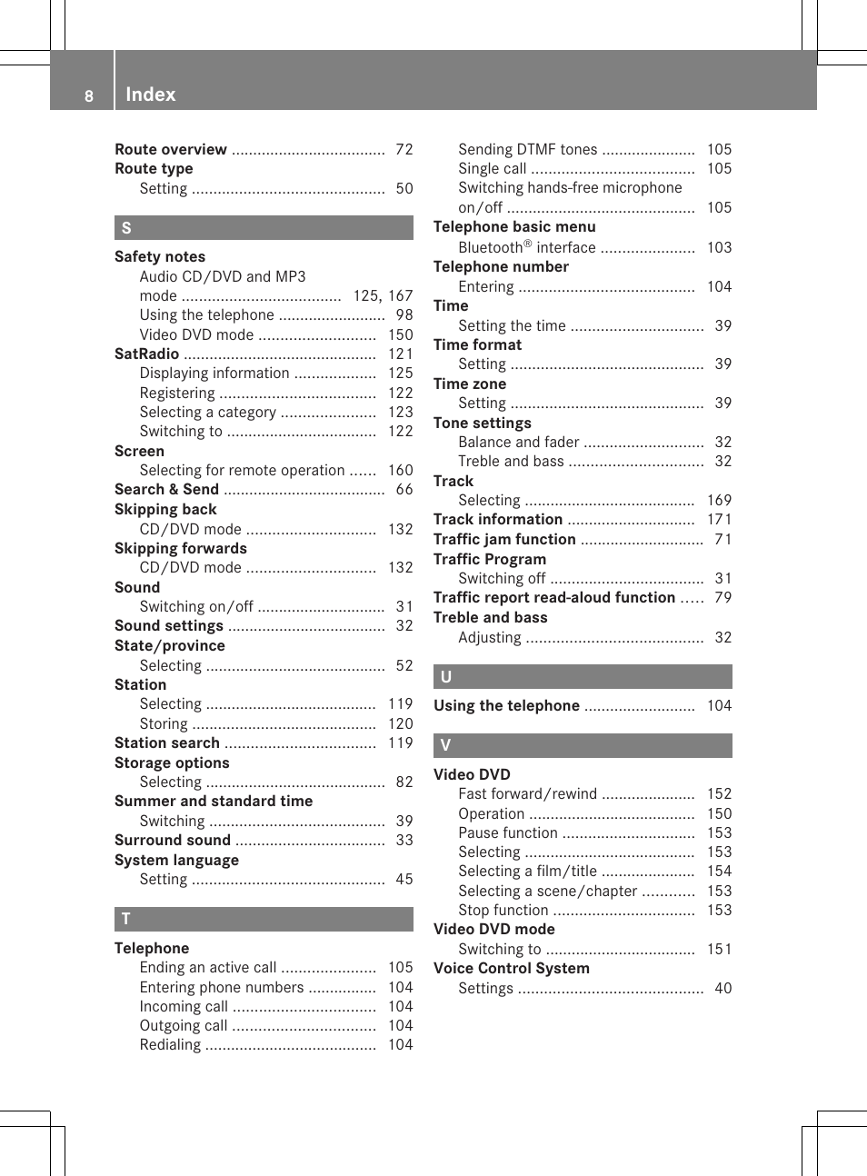 Index | Mercedes-Benz GLK-Class 2012 COMAND Manual User Manual | Page 10 / 182