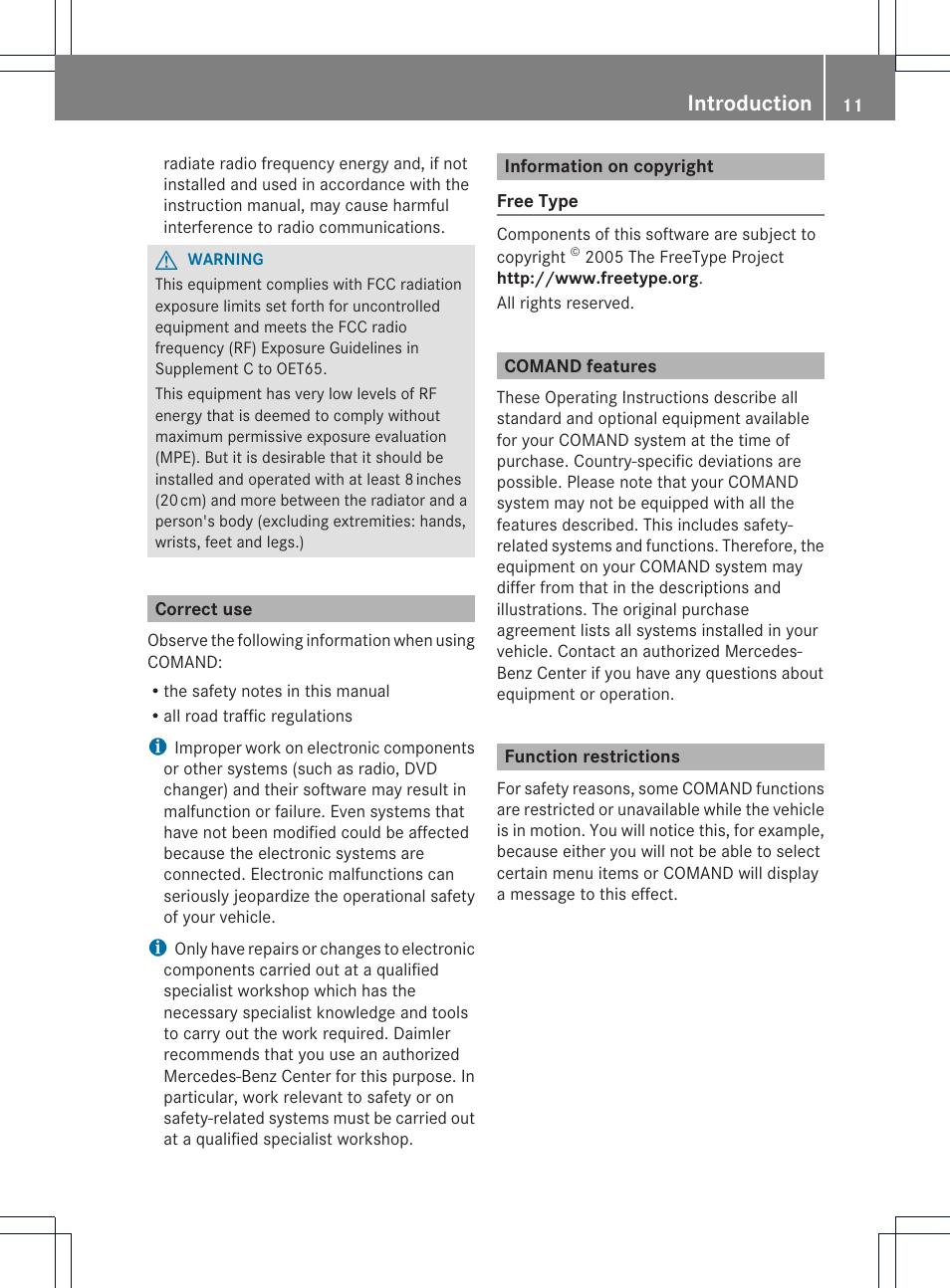 Introduction | Mercedes-Benz GLK-Class 2012 COMAND Manual User Manual | Page 13 / 182