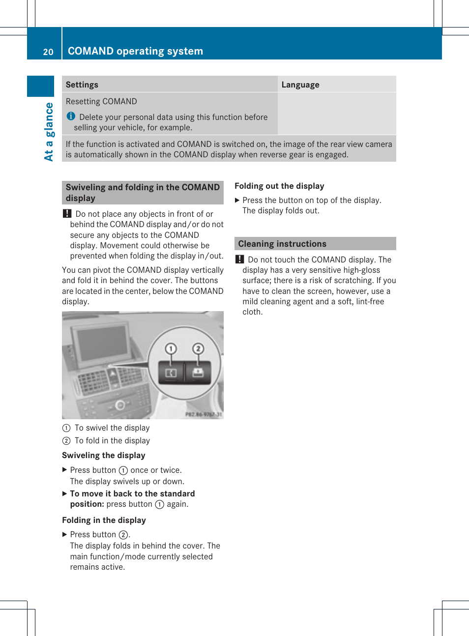 At a glance, Comand operating system | Mercedes-Benz GLK-Class 2012 COMAND Manual User Manual | Page 22 / 182