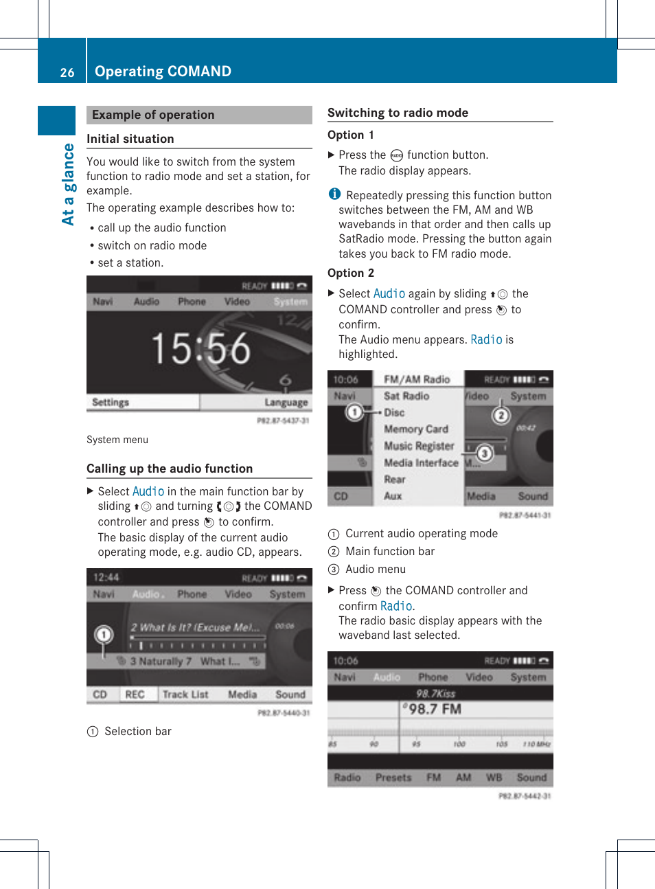 At a glance, Operating comand | Mercedes-Benz GLK-Class 2012 COMAND Manual User Manual | Page 28 / 182