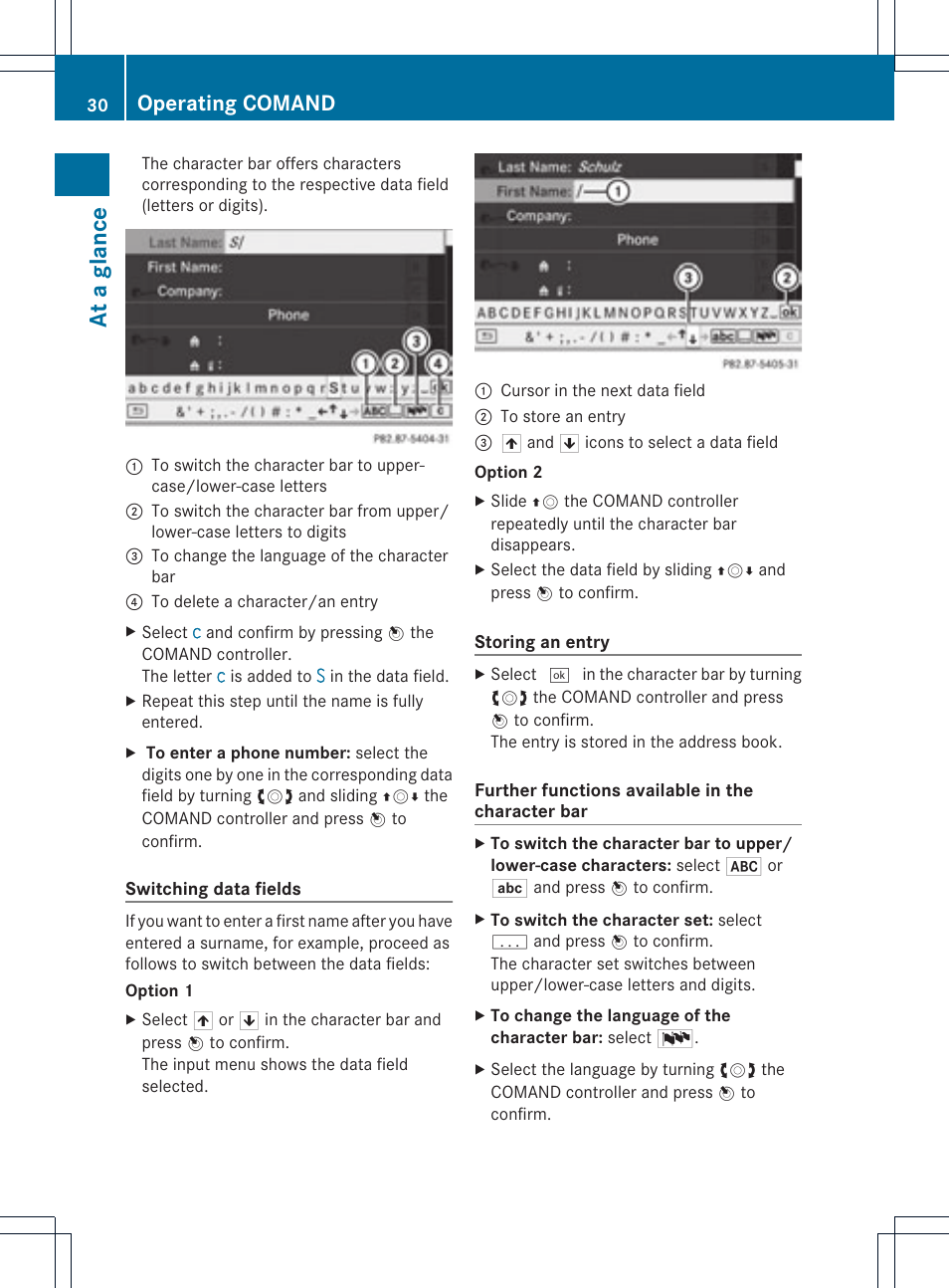 At a glance, Operating comand | Mercedes-Benz GLK-Class 2012 COMAND Manual User Manual | Page 32 / 182