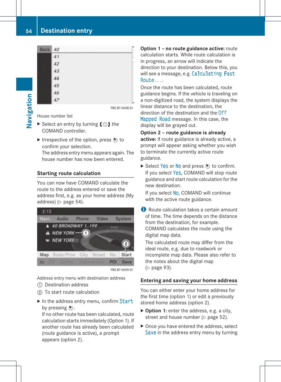 Navigat ion, Destination entry | Mercedes-Benz GLK-Class 2012 COMAND Manual User Manual | Page 56 / 182