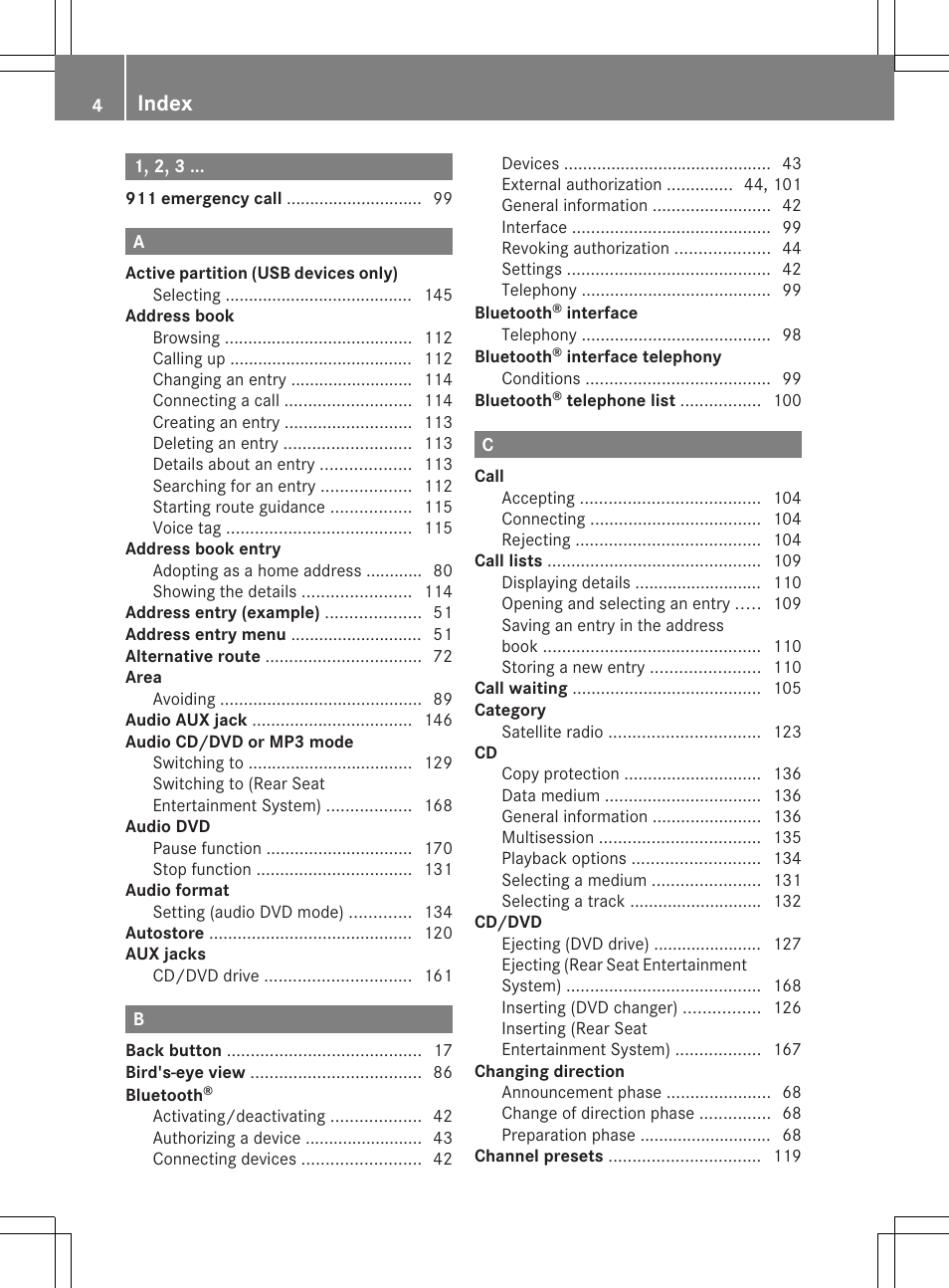 Index | Mercedes-Benz GLK-Class 2012 COMAND Manual User Manual | Page 6 / 182