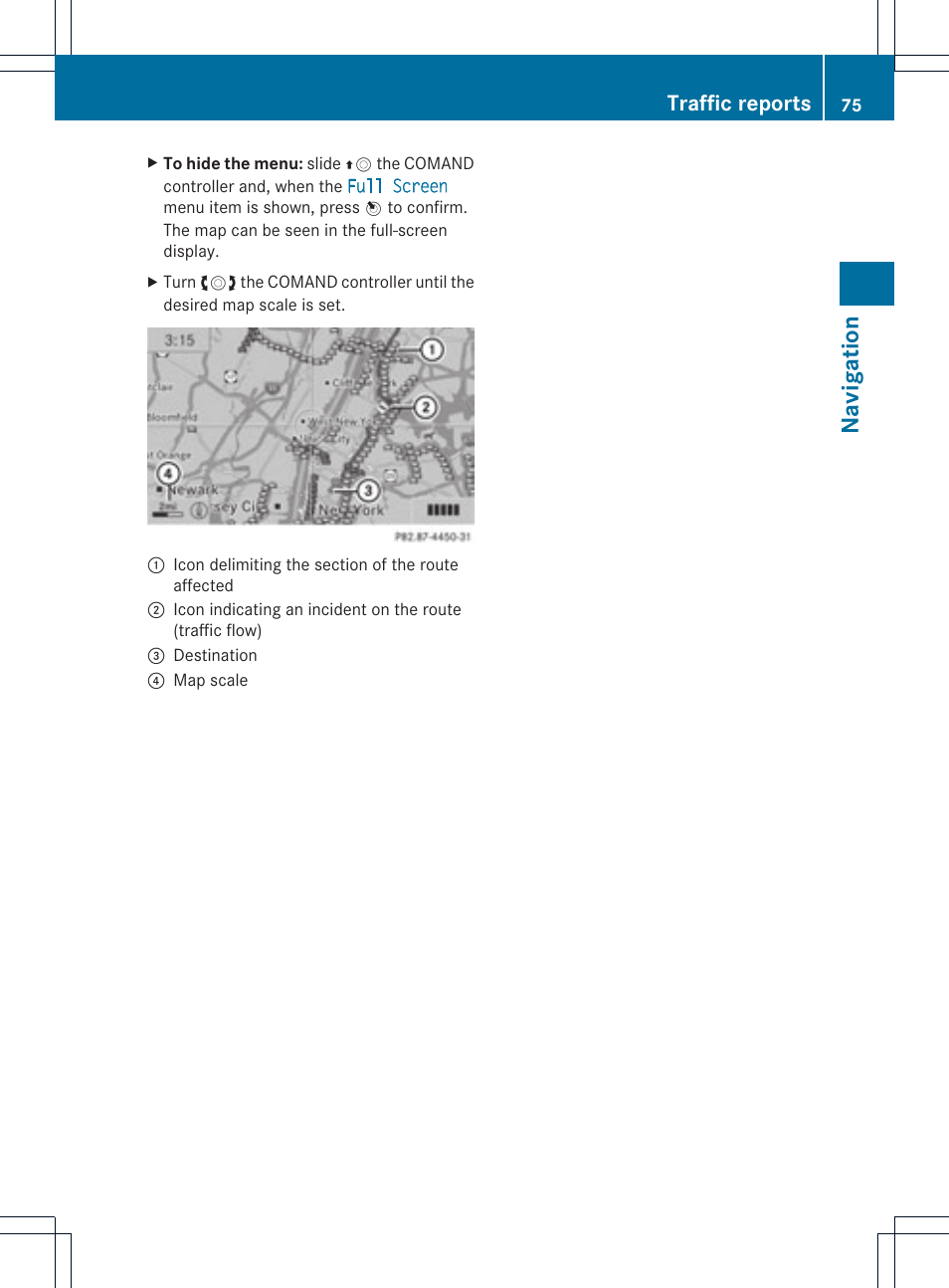 Navigat ion, Traffic reports | Mercedes-Benz GLK-Class 2012 COMAND Manual User Manual | Page 77 / 182