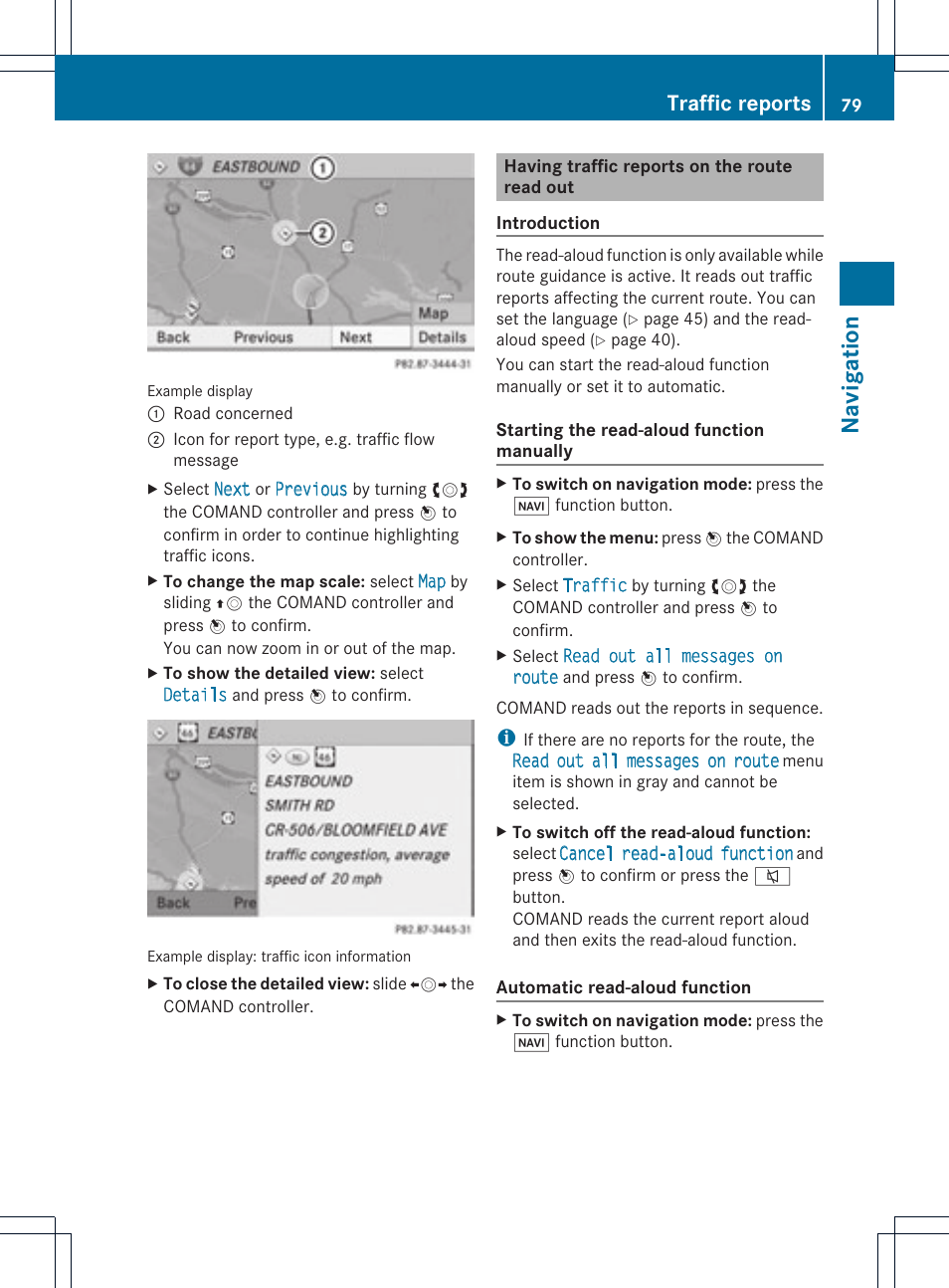 Navigat ion, Traffic reports | Mercedes-Benz GLK-Class 2012 COMAND Manual User Manual | Page 81 / 182