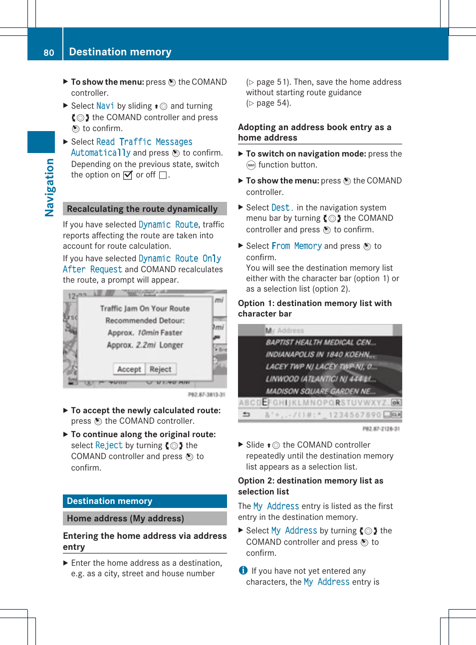 Na vigation | Mercedes-Benz GLK-Class 2012 COMAND Manual User Manual | Page 82 / 182