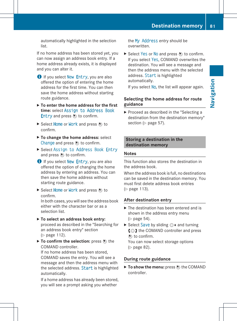 Navi ga tio n | Mercedes-Benz GLK-Class 2012 COMAND Manual User Manual | Page 83 / 182
