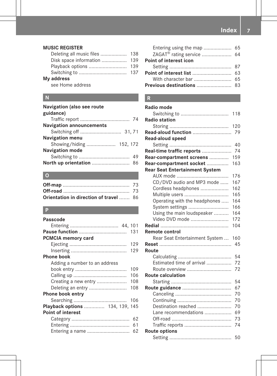 Index | Mercedes-Benz GLK-Class 2012 COMAND Manual User Manual | Page 9 / 182