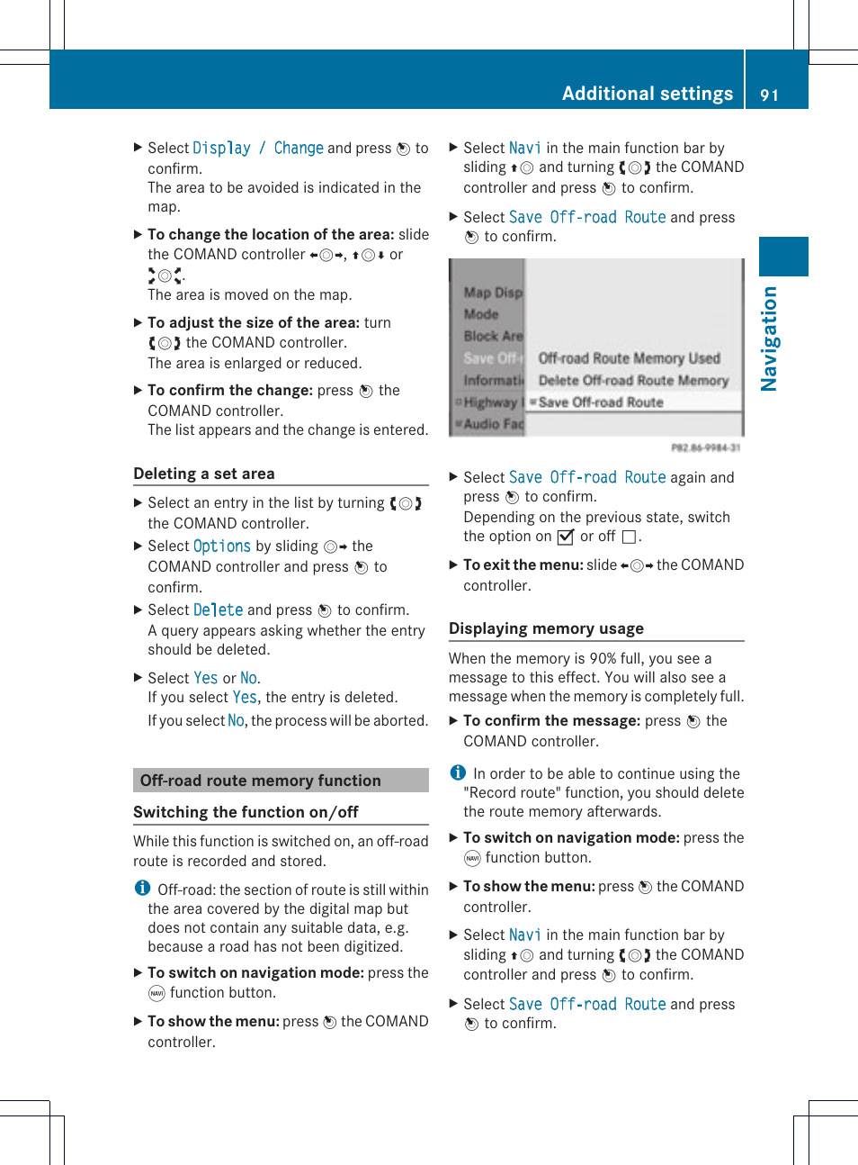 Na vigation, Additional settings | Mercedes-Benz GLK-Class 2012 COMAND Manual User Manual | Page 93 / 182