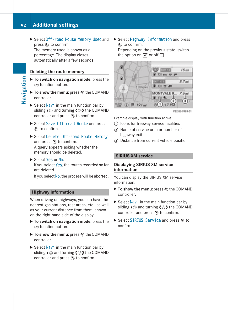 Navigatio n, Additional settings | Mercedes-Benz GLK-Class 2012 COMAND Manual User Manual | Page 94 / 182