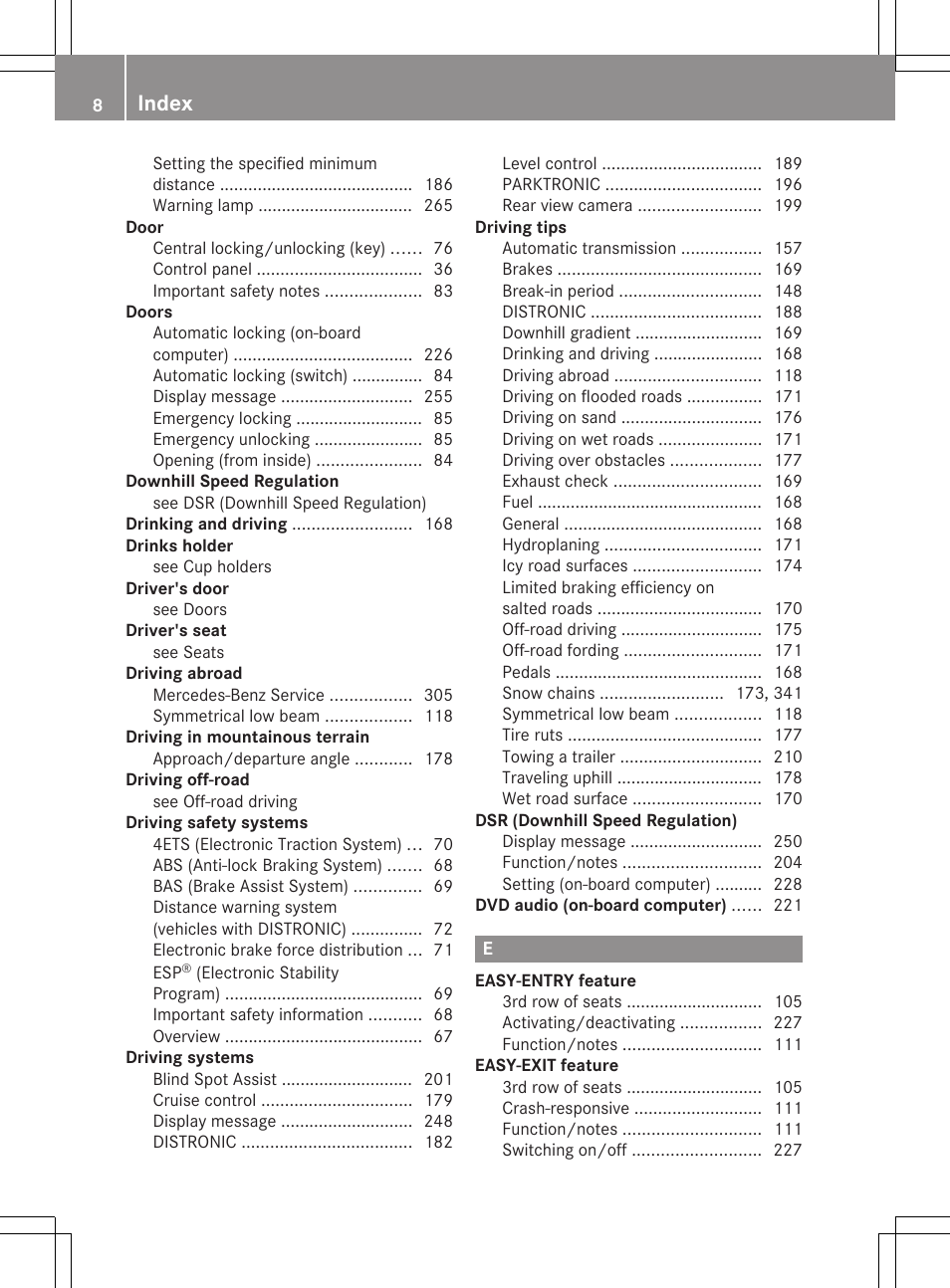 Index | Mercedes-Benz GL-Class 2012 Owners Manual User Manual | Page 10 / 384