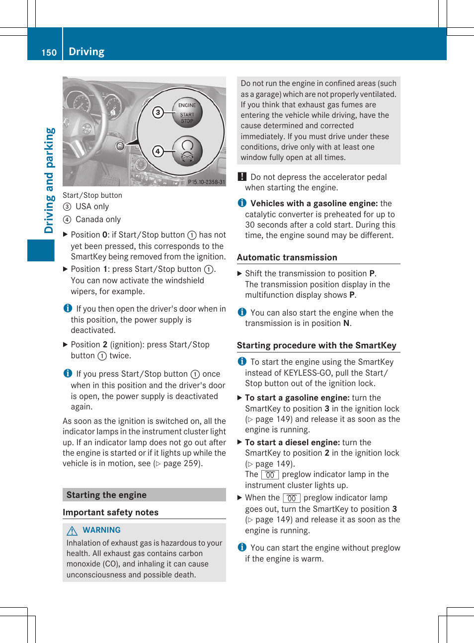 Starting the engine, Driving and parking, Driving | Mercedes-Benz GL-Class 2012 Owners Manual User Manual | Page 152 / 384
