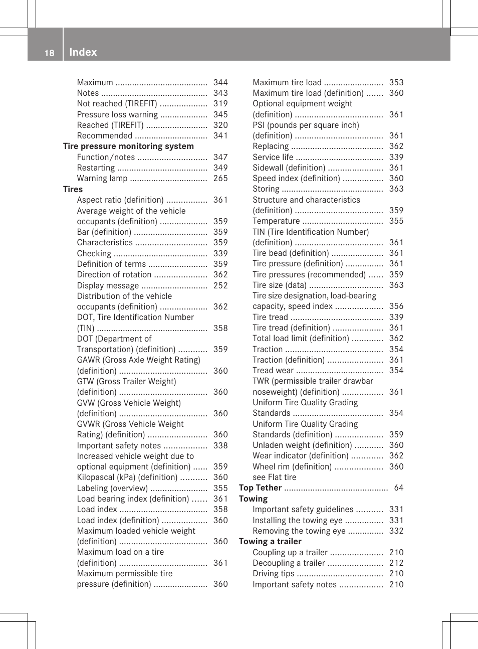 Index | Mercedes-Benz GL-Class 2012 Owners Manual User Manual | Page 20 / 384