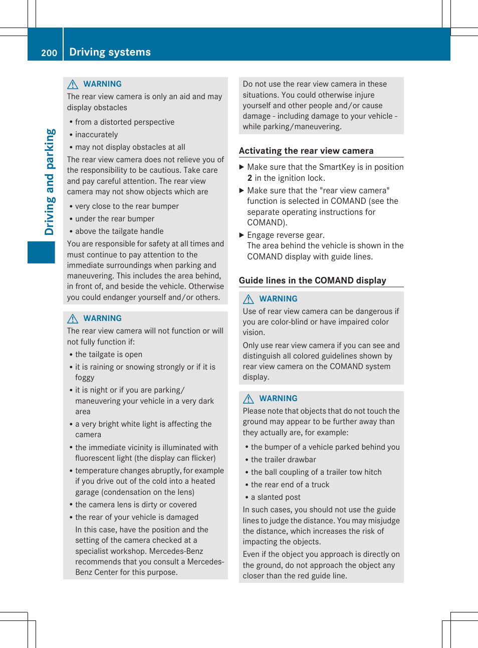 Driving and parking, Driving systems | Mercedes-Benz GL-Class 2012 Owners Manual User Manual | Page 202 / 384