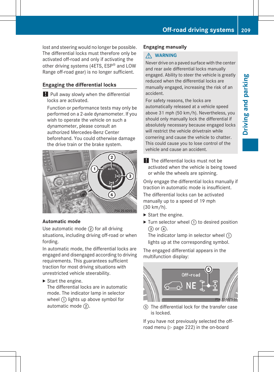 Driving and parking, Off-road driving systems | Mercedes-Benz GL-Class 2012 Owners Manual User Manual | Page 211 / 384