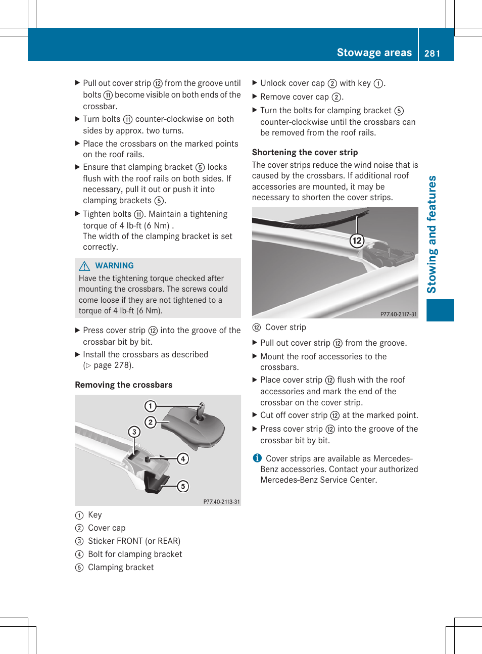 Stowing and features, Stowage areas | Mercedes-Benz GL-Class 2012 Owners Manual User Manual | Page 283 / 384