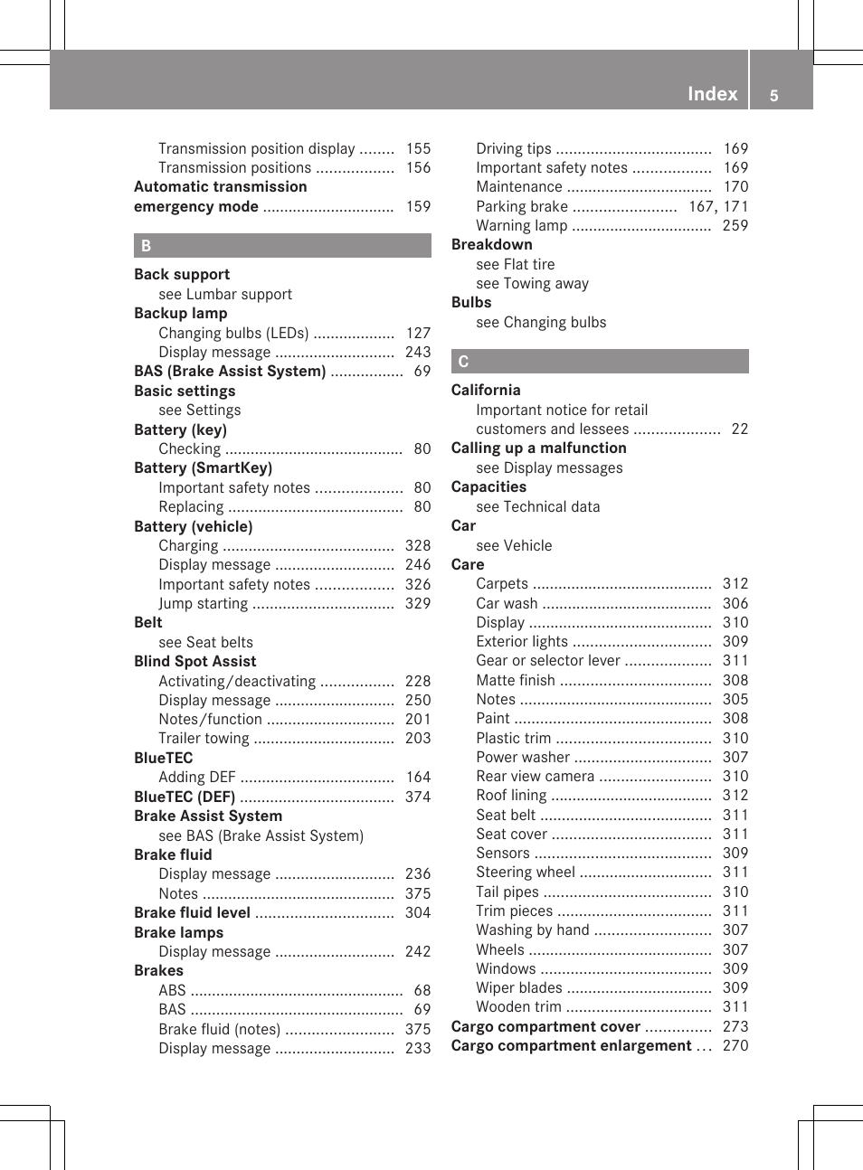 Index | Mercedes-Benz GL-Class 2012 Owners Manual User Manual | Page 7 / 384
