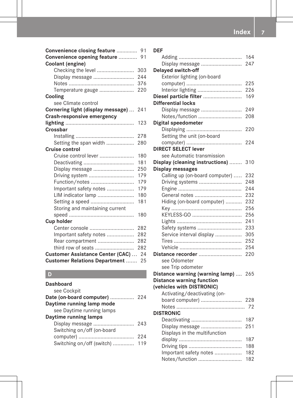 Index | Mercedes-Benz GL-Class 2012 Owners Manual User Manual | Page 9 / 384
