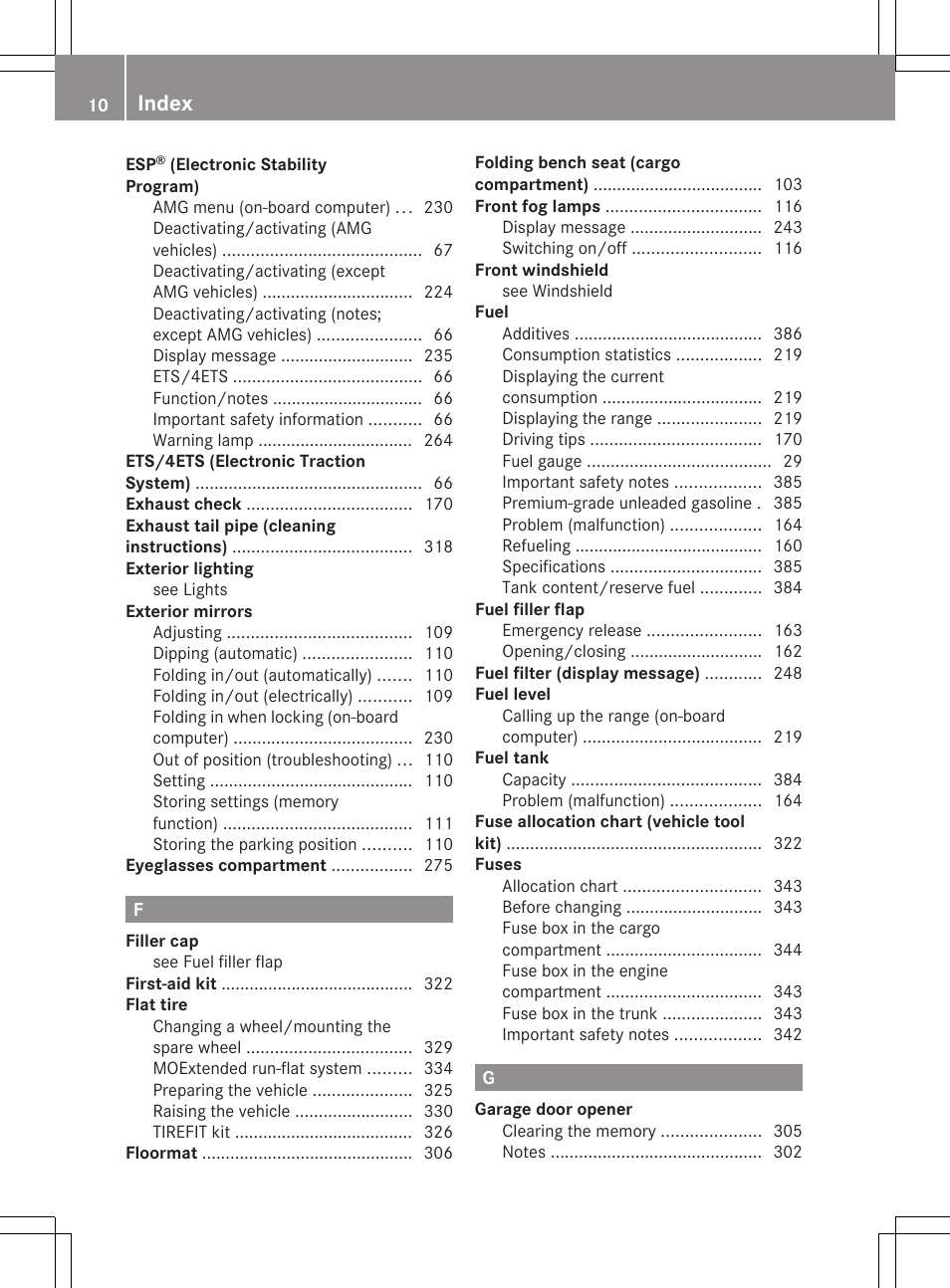 Index | Mercedes-Benz E-Sedan 2012 Owners Manual User Manual | Page 12 / 396