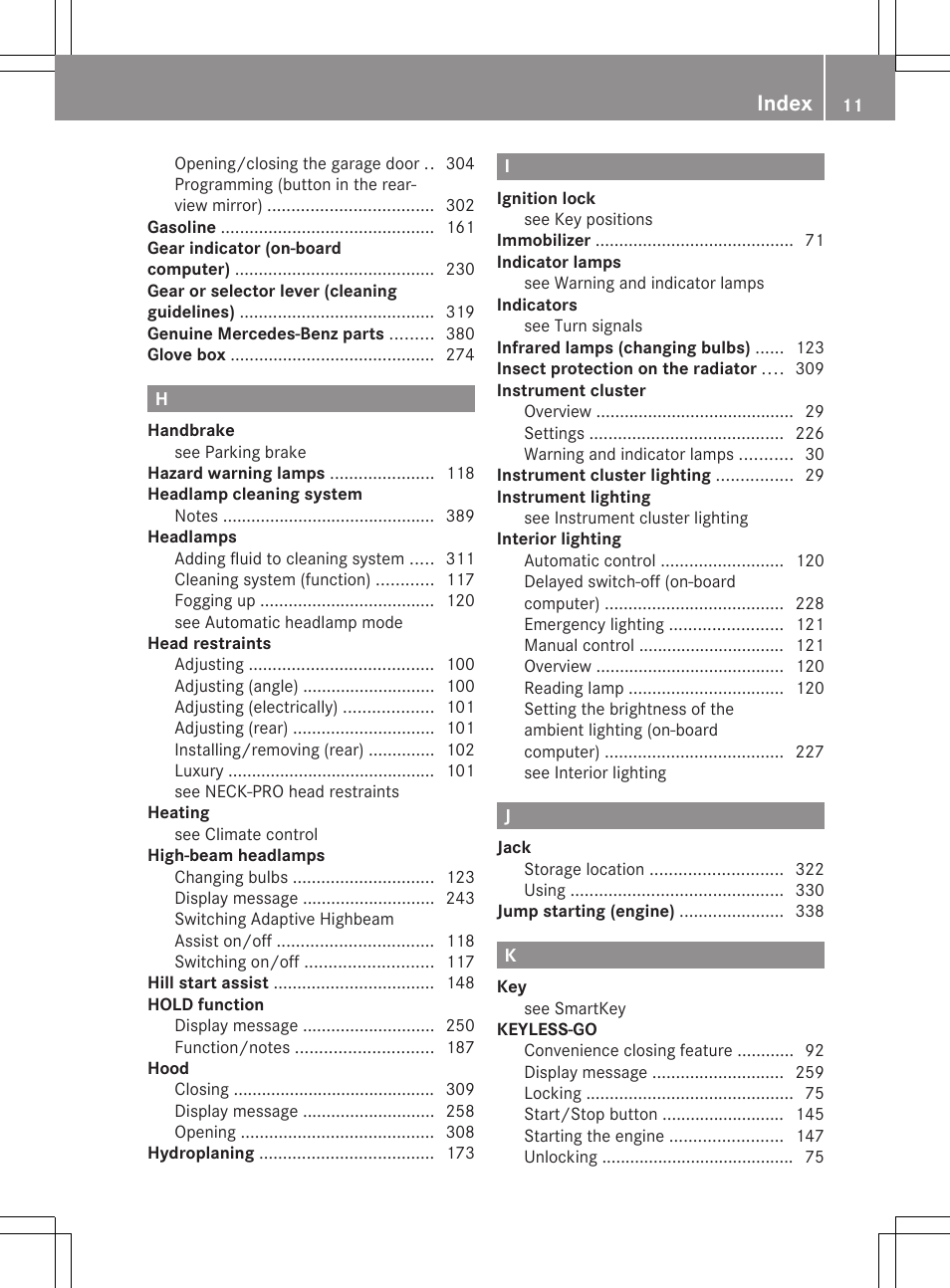 Index | Mercedes-Benz E-Sedan 2012 Owners Manual User Manual | Page 13 / 396