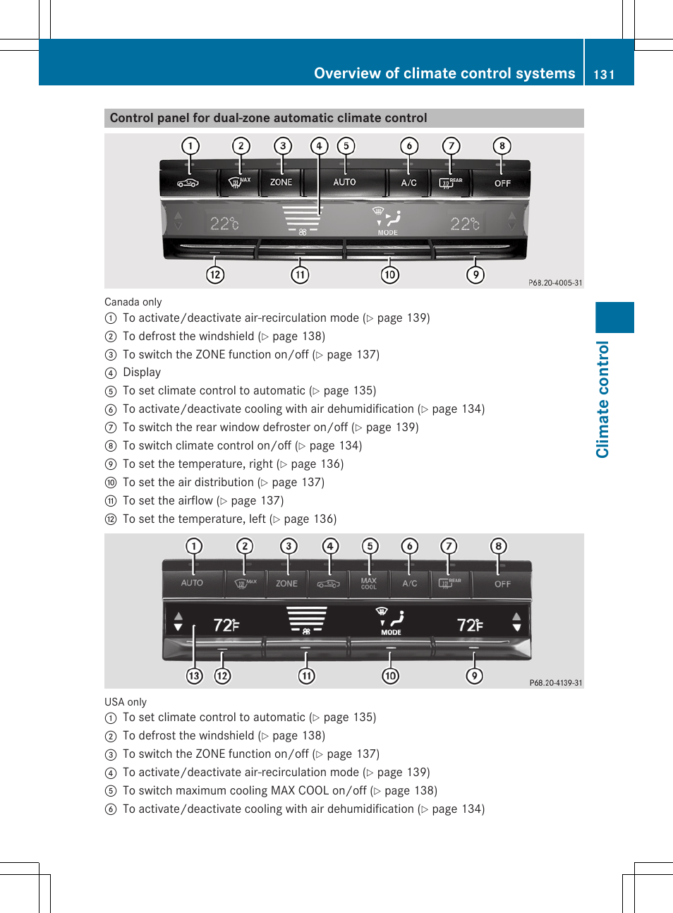 Climate control, Overview of climate control systems | Mercedes-Benz E-Sedan 2012 Owners Manual User Manual | Page 133 / 396