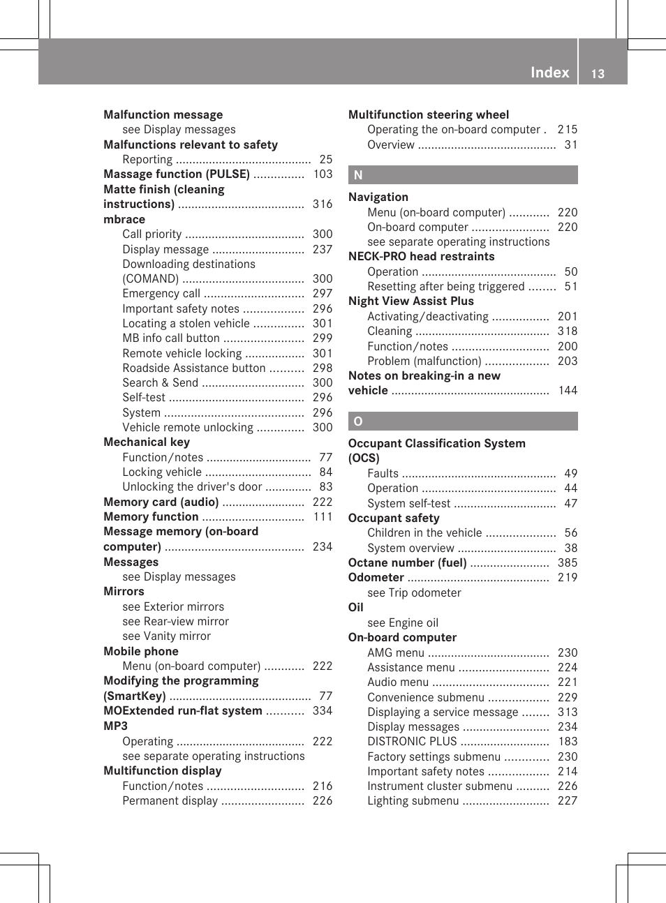 Index | Mercedes-Benz E-Sedan 2012 Owners Manual User Manual | Page 15 / 396