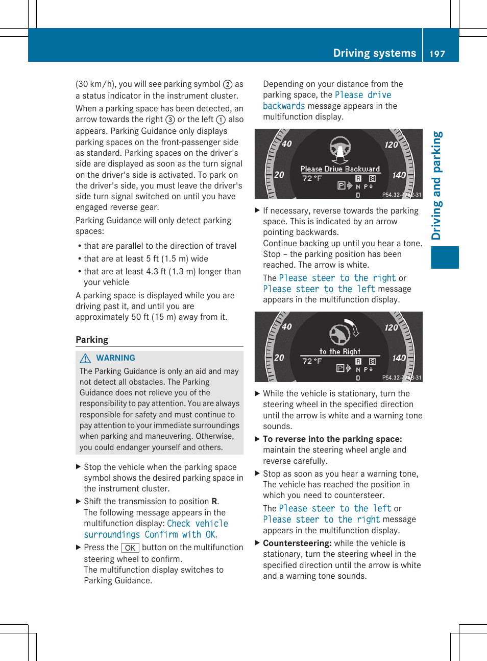 Driving and parking, Driving systems | Mercedes-Benz E-Sedan 2012 Owners Manual User Manual | Page 199 / 396