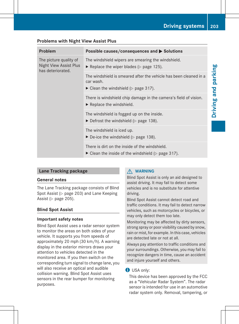 Lane tracking package, Driving and parking, Driving systems | Mercedes-Benz E-Sedan 2012 Owners Manual User Manual | Page 205 / 396