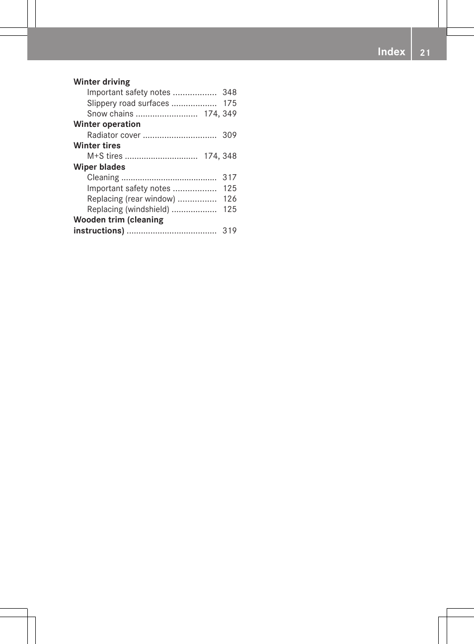 Index | Mercedes-Benz E-Sedan 2012 Owners Manual User Manual | Page 23 / 396