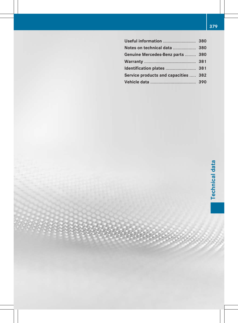 Technical data | Mercedes-Benz E-Sedan 2012 Owners Manual User Manual | Page 381 / 396