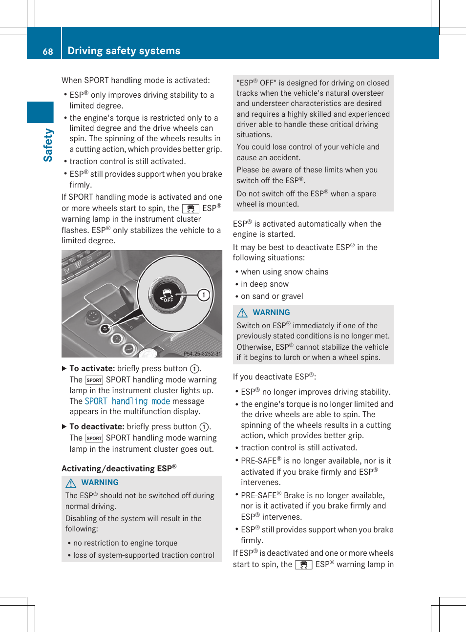 Safety, Driving safety systems | Mercedes-Benz E-Sedan 2012 Owners Manual User Manual | Page 70 / 396