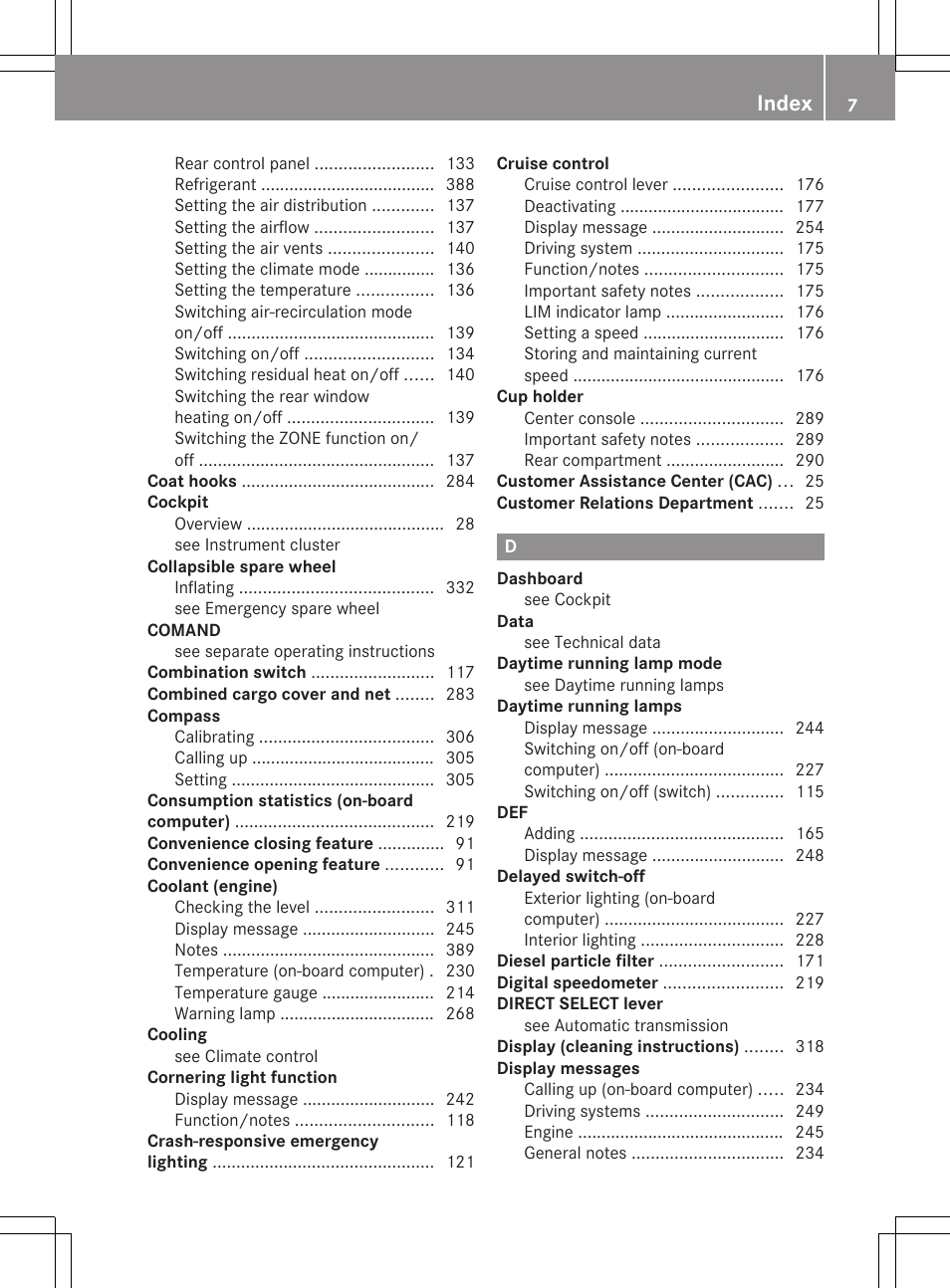 Index | Mercedes-Benz E-Sedan 2012 Owners Manual User Manual | Page 9 / 396