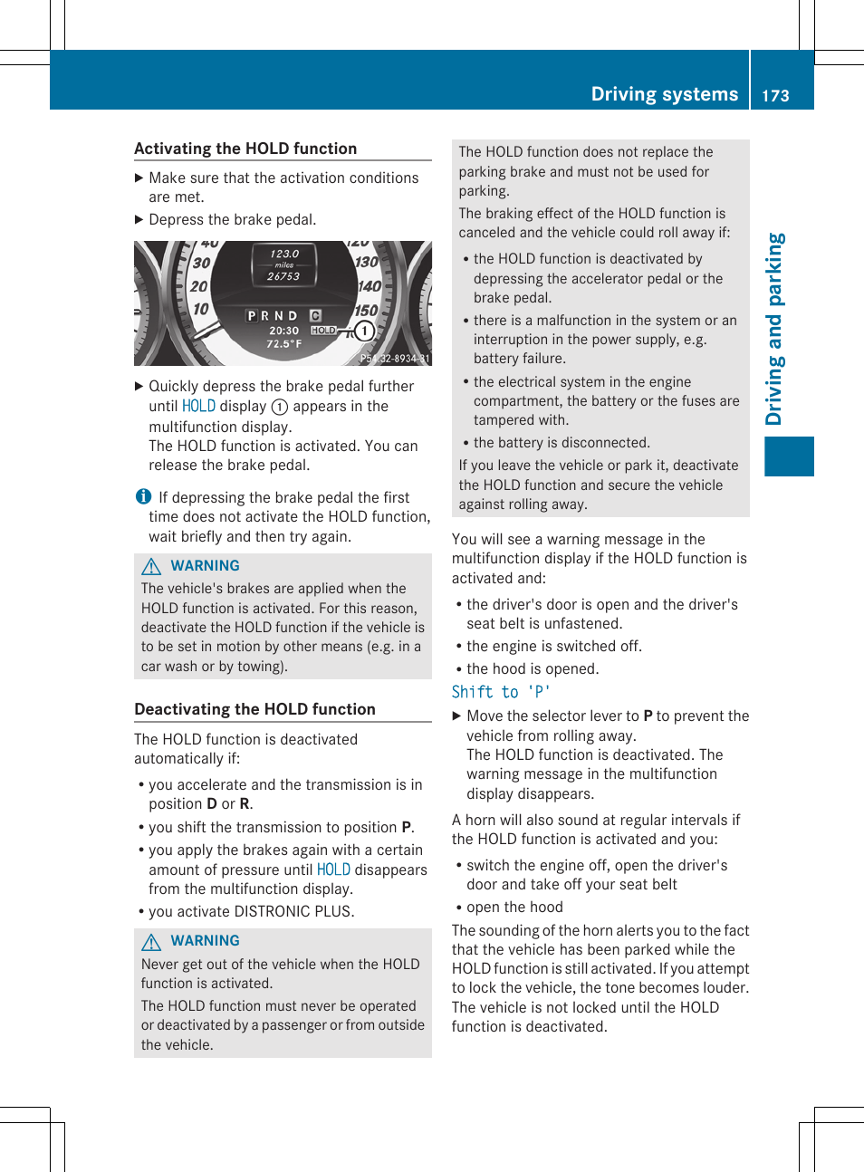 Driving and parking, Driving systems | Mercedes-Benz C-Sedan 2012 Owners Manual User Manual | Page 175 / 356
