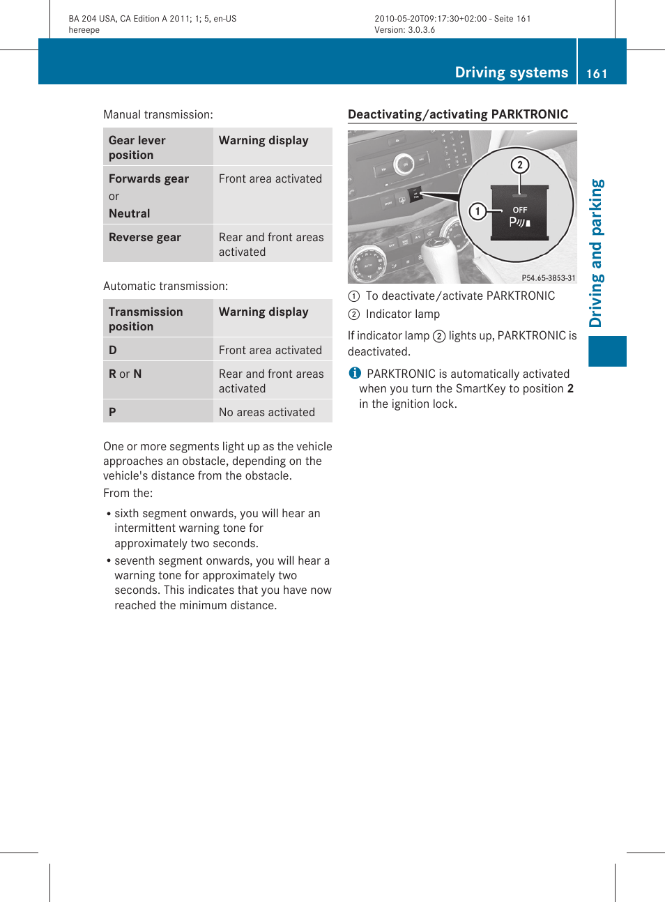Driving and parking, Driving systems | Mercedes-Benz C-Class 2011 Owners Manual User Manual | Page 163 / 320